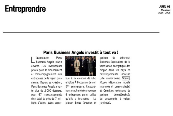 Brûleur éthanol: Sparxs grand prix du jury paris business angel